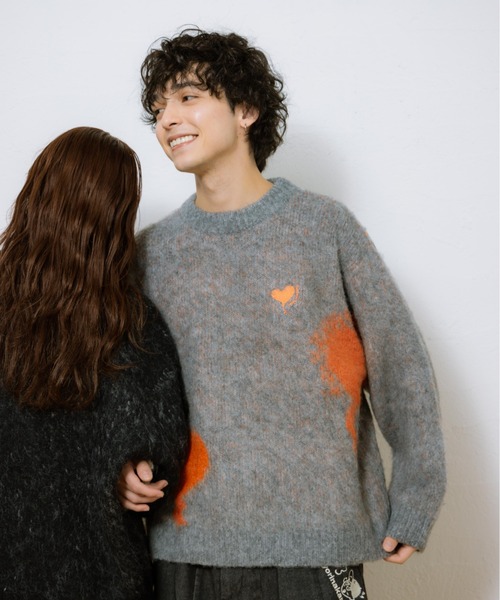 kaoyorinakami（カオヨリナカミ）の「balloon heart knit / バルーンハートニット（ニット/セーター・メンズ・ブラック/グレー・SMALL/MEDIUM/LARGE/X-LARGE）」の21枚目の写真
