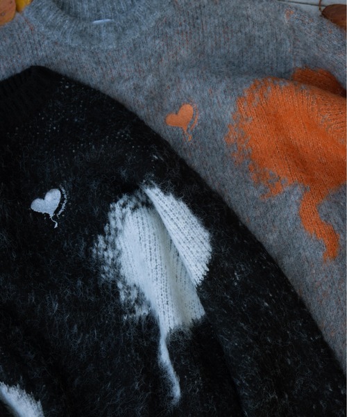 kaoyorinakami（カオヨリナカミ）の「balloon heart knit / バルーンハートニット（ニット/セーター・メンズ・ブラック/グレー・SMALL/MEDIUM/LARGE/X-LARGE）」の16枚目の写真