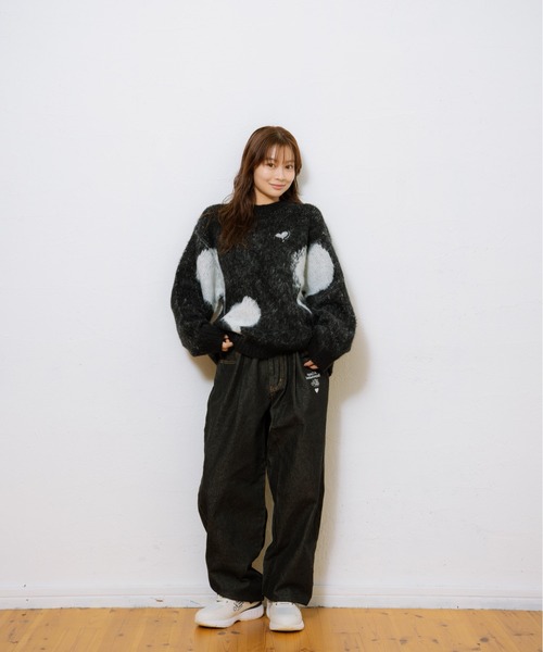 kaoyorinakami（カオヨリナカミ）の「balloon heart knit / バルーンハートニット（ニット/セーター・メンズ・ブラック/グレー・SMALL/MEDIUM/LARGE/X-LARGE）」の6枚目の写真