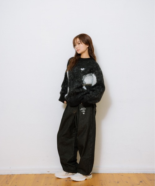 kaoyorinakami（カオヨリナカミ）の「balloon heart knit / バルーンハートニット（ニット/セーター・メンズ・ブラック/グレー・SMALL/MEDIUM/LARGE/X-LARGE）」の9枚目の写真