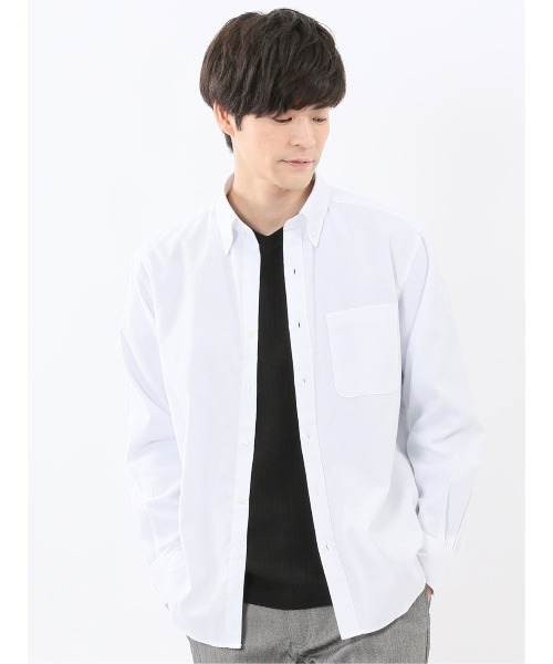 m.f.editorial（エムエフエディトリアル）の「【綿混 オックスフォード】m.f.エディトリアル メンズ ボタンダウン 長袖シャツ（シャツ/ブラウス・メンズ・ブルー/ホワイト・LARGE/MEDIUM/X-LARGE）」の2枚目の写真