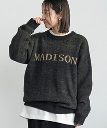 ショートフェザーニットロゴプルオーバー