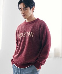 coen | ショートフェザーニットロゴプルオーバー(ニット/セーター)