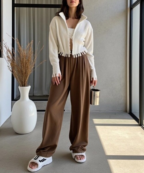 cammie(キャミー)の「コーデュロイゆったりパンツ(その他パンツ・レディース・オフホワイト/ブラック/ブラウン・M/L)」の10枚目の写真