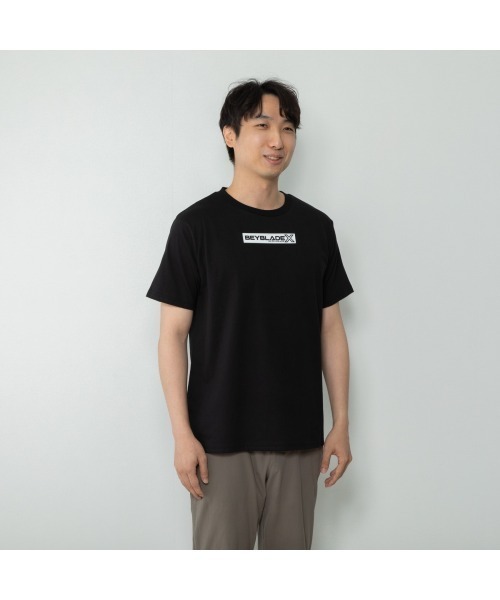 トイザらス・ベビーザらス(トイザラスベビーザラス)の「BEYBLADE X ベイブレードエックス 半袖Tシャツ ロゴ ワッペン(Tシャツ/カットソー・メンズ・ブラック・FREE/LARGE/M)」の1枚目の写真