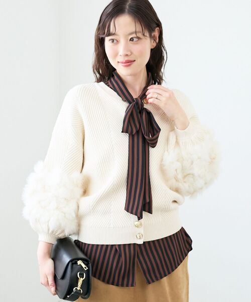 le.coeur blanc（ルクールブラン）の「ストライプボウタイブラウス（シャツ/ブラウス・レディース・ブルー系その他4/ホワイト系その他/ブラウン系その他2・38）」の12枚目の写真