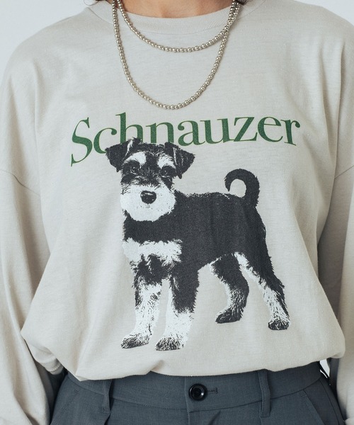 ROSE BUD(ローズバッド)の「(CREOLME)DOG GRAPHIC L/S TEE(Tシャツ/カットソー・レディース・ホワイト/アッシュ/ベージュ・ONE SIZE)」の5枚目の写真