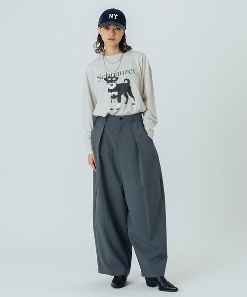 ROSE BUD(ローズバッド)の「(CREOLME)DOG GRAPHIC L/S TEE(Tシャツ/カットソー・レディース・ホワイト/アッシュ/ベージュ・ONE SIZE)」の19枚目の写真