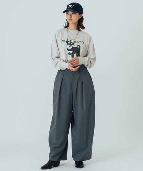 ROSE BUD(ローズバッド)の「(CREOLME)DOG GRAPHIC L/S TEE(Tシャツ/カットソー・レディース・ホワイト/アッシュ/ベージュ・ONE SIZE)」の20枚目の写真