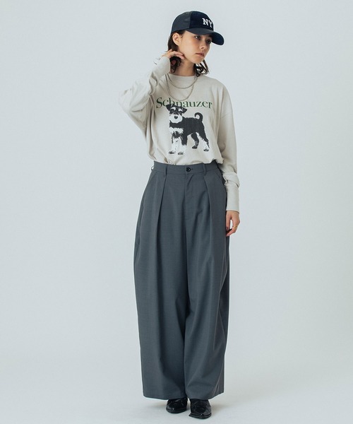 ROSE BUD(ローズバッド)の「(CREOLME)DOG GRAPHIC L/S TEE(Tシャツ/カットソー・レディース・ホワイト/アッシュ/ベージュ・ONE SIZE)」の21枚目の写真