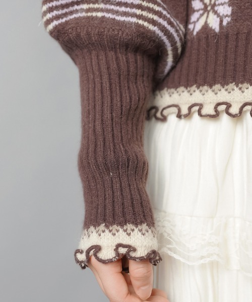 SPINNS（スピンズ）の「NEO森ガールの冬支度☆レトロニットカーデ＋フードセット（カーディガン/ボレロ・レディース・ネイビー/ブラウン/レッド・ONESIZE）」の13枚目の写真