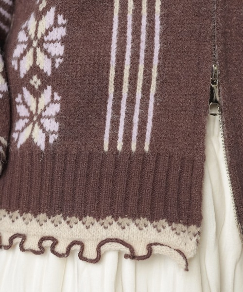 SPINNS（スピンズ）の「NEO森ガールの冬支度☆レトロニットカーデ＋フードセット（カーディガン/ボレロ・レディース・ネイビー/ブラウン/レッド・ONESIZE）」の11枚目の写真