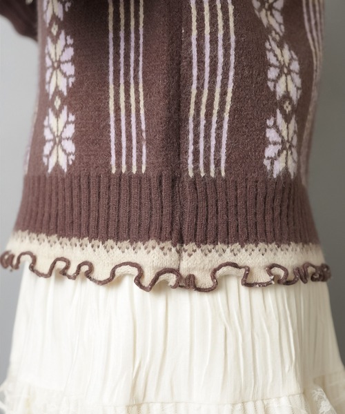 SPINNS（スピンズ）の「NEO森ガールの冬支度☆レトロニットカーデ＋フードセット（カーディガン/ボレロ・レディース・ネイビー/ブラウン/レッド・ONESIZE）」の12枚目の写真