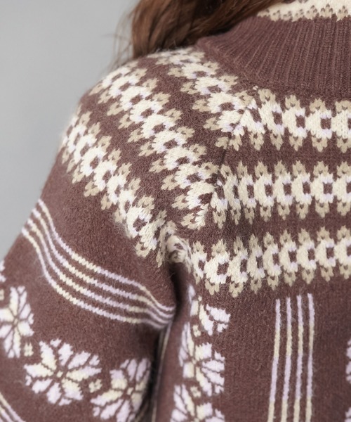 SPINNS（スピンズ）の「NEO森ガールの冬支度☆レトロニットカーデ＋フードセット（カーディガン/ボレロ・レディース・ネイビー/ブラウン/レッド・ONESIZE）」の14枚目の写真