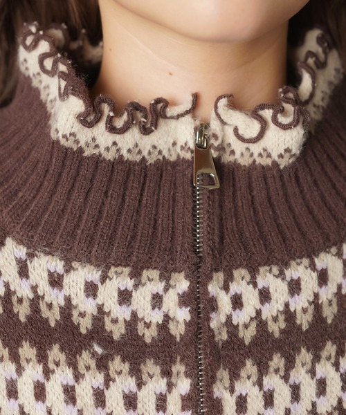 SPINNS（スピンズ）の「NEO森ガールの冬支度☆レトロニットカーデ＋フードセット（カーディガン/ボレロ・レディース・ネイビー/ブラウン/レッド・ONESIZE）」の15枚目の写真