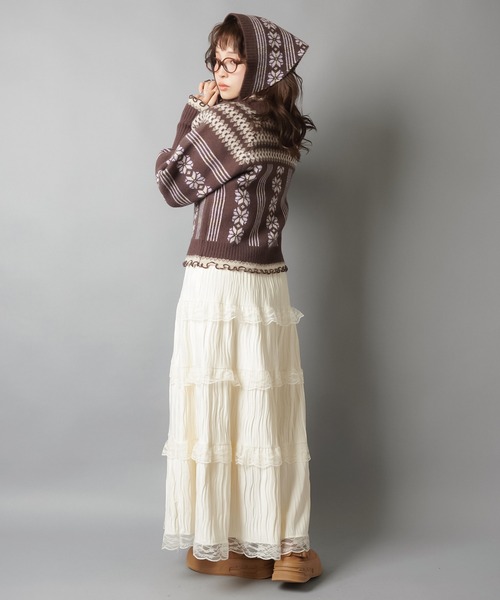 SPINNS（スピンズ）の「NEO森ガールの冬支度☆レトロニットカーデ＋フードセット（カーディガン/ボレロ・レディース・ネイビー/ブラウン/レッド・ONESIZE）」の17枚目の写真