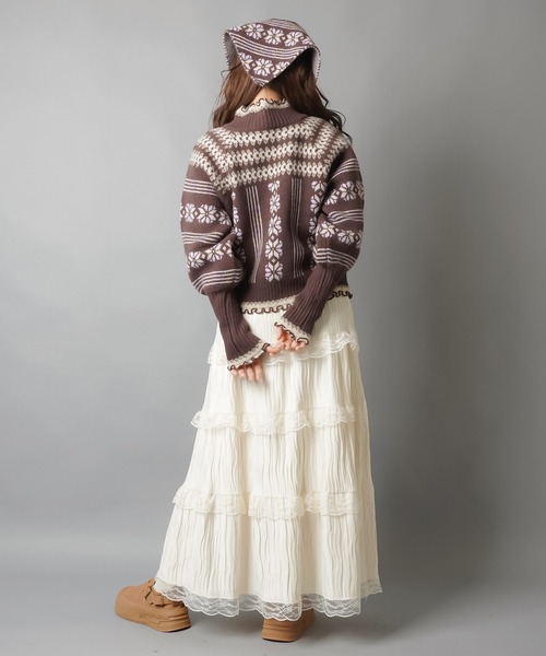 SPINNS（スピンズ）の「NEO森ガールの冬支度☆レトロニットカーデ＋フードセット（カーディガン/ボレロ・レディース・ネイビー/ブラウン/レッド・ONESIZE）」の18枚目の写真