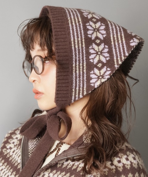 SPINNS（スピンズ）の「NEO森ガールの冬支度☆レトロニットカーデ＋フードセット（カーディガン/ボレロ・レディース・ネイビー/ブラウン/レッド・ONESIZE）」の8枚目の写真