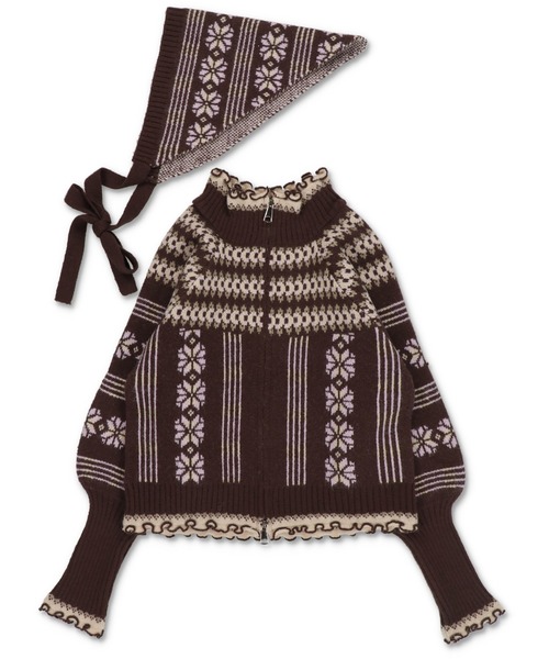 SPINNS（スピンズ）の「NEO森ガールの冬支度☆レトロニットカーデ＋フードセット（カーディガン/ボレロ・レディース・ネイビー/ブラウン/レッド・ONESIZE）」の20枚目の写真