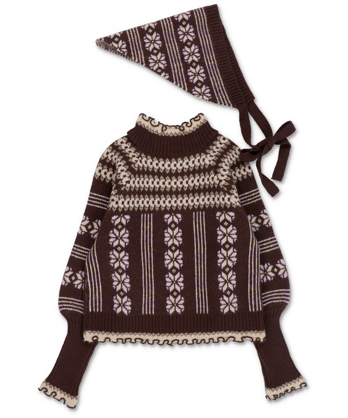 SPINNS（スピンズ）の「NEO森ガールの冬支度☆レトロニットカーデ＋フードセット（カーディガン/ボレロ・レディース・ネイビー/ブラウン/レッド・ONESIZE）」の21枚目の写真