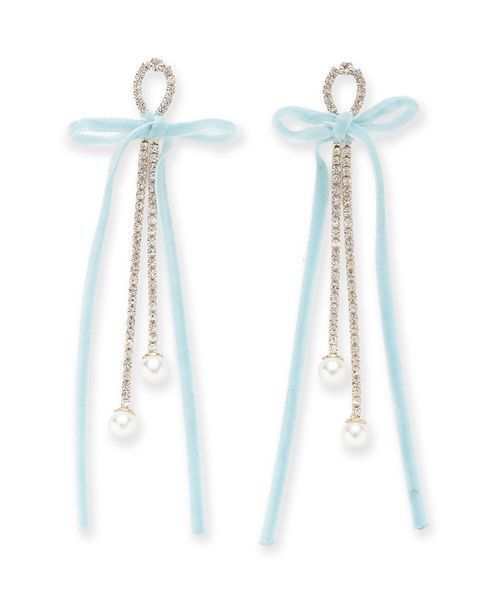 LILY BROWN(リリーブラウン)の「ベルベットリボンピアス(ピアス(両耳用)・レディース・ホワイト/ブラック/ライトブルー・F)」の1枚目の写真