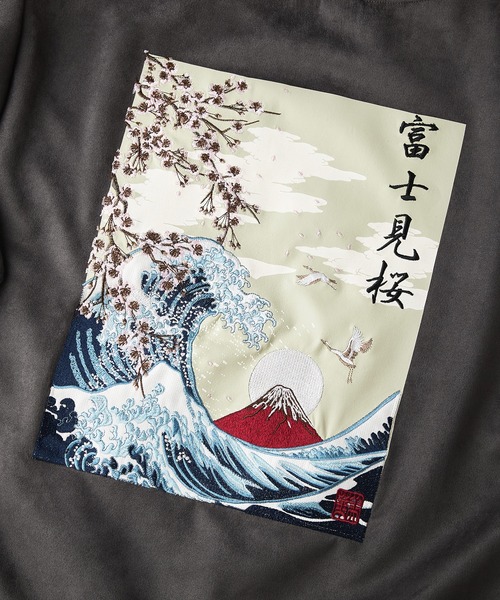 UNIIT（ユニット）の「【BRUDDA SHARK/ブラダシャーク】バックプリント 和柄刺繍 スウェットトレーナー（スウェット・メンズ・アイボリー/チャコールグレー・MEDIUM/LARGE）」の5枚目の写真