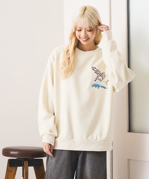 UNIIT（ユニット）の「【BRUDDA SHARK/ブラダシャーク】バックプリント 和柄刺繍 スウェットトレーナー（スウェット・メンズ・アイボリー/チャコールグレー・MEDIUM/LARGE）」の8枚目の写真