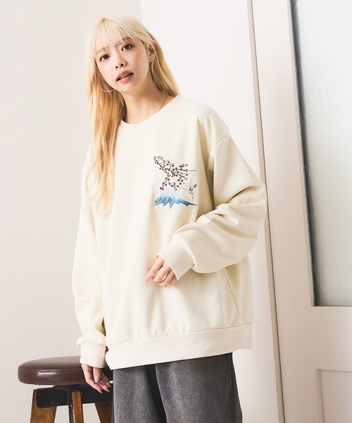 UNIIT（ユニット）の「【BRUDDA SHARK/ブラダシャーク】バックプリント 和柄刺繍 スウェットトレーナー（スウェット・メンズ・アイボリー/チャコールグレー・MEDIUM/LARGE）」の9枚目の写真