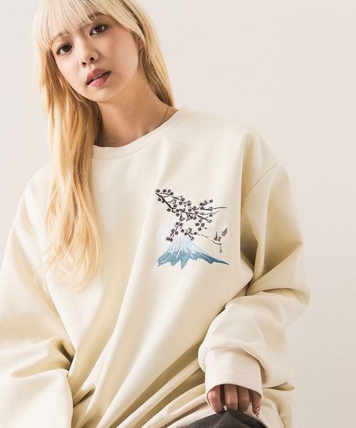 UNIIT（ユニット）の「【BRUDDA SHARK/ブラダシャーク】バックプリント 和柄刺繍 スウェットトレーナー（スウェット・メンズ・アイボリー/チャコールグレー・MEDIUM/LARGE）」の12枚目の写真