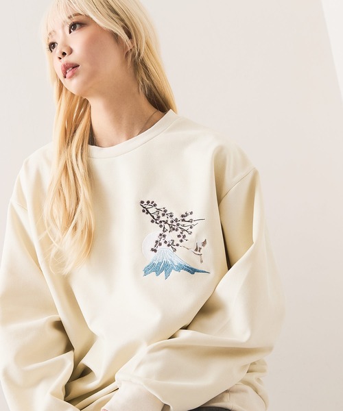 UNIIT（ユニット）の「【BRUDDA SHARK/ブラダシャーク】バックプリント 和柄刺繍 スウェットトレーナー（スウェット・メンズ・アイボリー/チャコールグレー・MEDIUM/LARGE）」の13枚目の写真