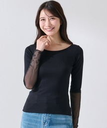 tutuanna（チュチュアンナ）の「[まるで毛布！のような暖かさ・薄手]袖ラメチュール切り替え丸首長袖（インナーウェア/肌着）」