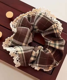 Mayree | 【urge select】チェック柄 ゴールド混糸 シュシュ(レース付き)(シュシュ)