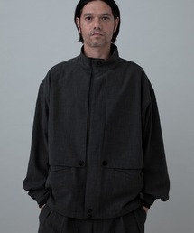 342 新品 23区オム ウール スウィングトップ ブルゾン ショートコード L プレミアムウールリバー オープンカラーショートコート （その他