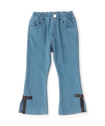 【ジュニア対応】サイドリボン裏起毛フレアパンツ