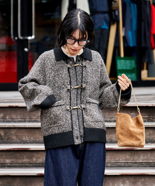 セール】メタルフック ミックスニット カーディガン/ ニットジャケット