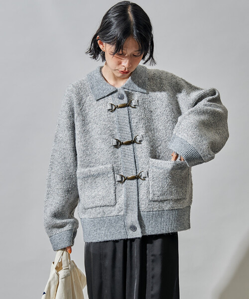 FREAK'S STORE（フリークスストア）の「メタルフック ミックスニット カーディガン/ ニットジャケット（カーディガン/ボレロ・レディース・ブラウン/ライトグレー/ブルー・ﾌﾘ-）」の19枚目の写真