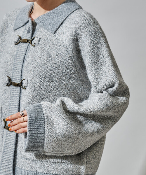 セール】メタルフック ミックスニット カーディガン/ ニットジャケット