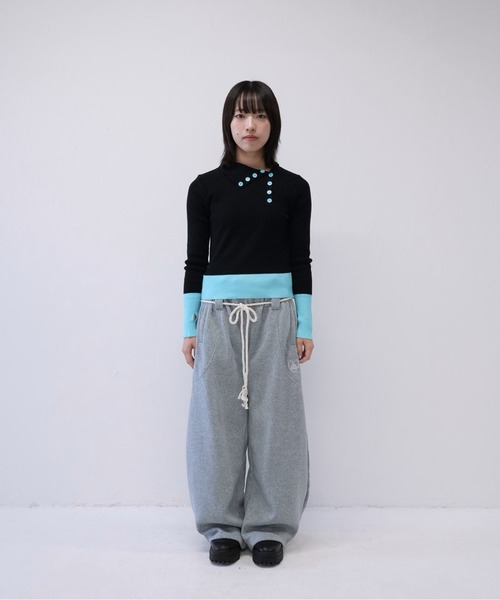 Uenui(ウニュイ)の「【 cunii 】ロープ デザイン ワイド スウェット パンツ レディース 韓国 風 カジュアル ストリート(その他パンツ・レディース・グレー/ブルー/ブラック・FREE)」の8枚目の写真