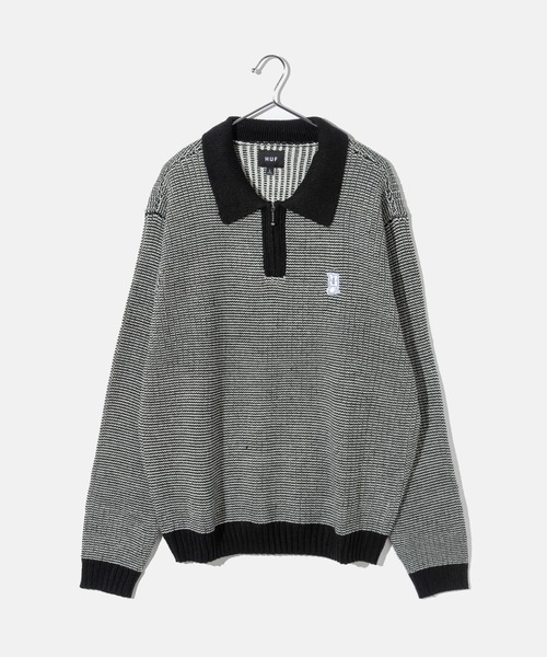HUF(ハフ)の「HUF MEGABLAST TWO TONE WAFFLE SWEATER ハフ 2トーン ジップポロ ニット(ニット/セーター・メンズ・ブラウン系1/ブラック系1・MEDIUM/LARGE/X-LARGE/SMALL)」の2枚目の写真