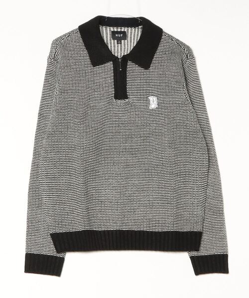 HUF(ハフ)の「HUF MEGABLAST TWO TONE WAFFLE SWEATER ハフ 2トーン ジップポロ ニット(ニット/セーター・メンズ・ブラウン系1/ブラック系1・MEDIUM/LARGE/X-LARGE/SMALL)」の5枚目の写真