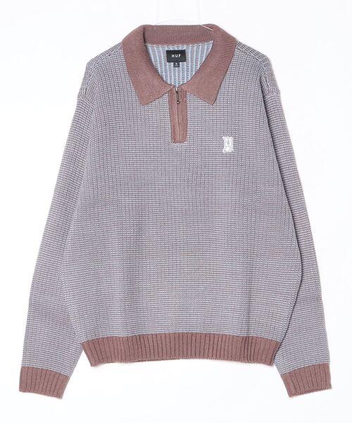 HUF(ハフ)の「HUF MEGABLAST TWO TONE WAFFLE SWEATER ハフ 2トーン ジップポロ ニット(ニット/セーター・メンズ・ブラウン系1/ブラック系1・MEDIUM/LARGE/X-LARGE/SMALL)」の6枚目の写真