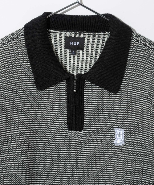 HUF(ハフ)の「HUF MEGABLAST TWO TONE WAFFLE SWEATER ハフ 2トーン ジップポロ ニット(ニット/セーター・メンズ・ブラウン系1/ブラック系1・MEDIUM/LARGE/X-LARGE/SMALL)」の9枚目の写真