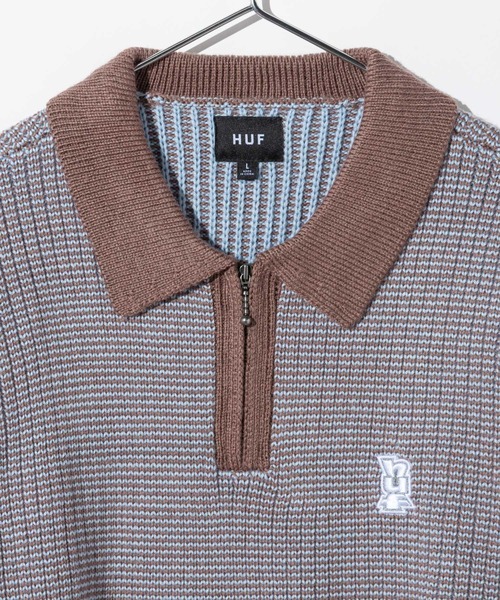 HUF(ハフ)の「HUF MEGABLAST TWO TONE WAFFLE SWEATER ハフ 2トーン ジップポロ ニット(ニット/セーター・メンズ・ブラウン系1/ブラック系1・MEDIUM/LARGE/X-LARGE/SMALL)」の10枚目の写真