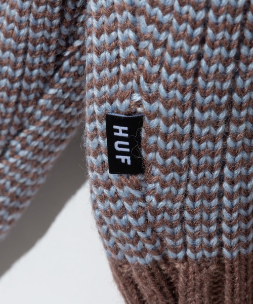 HUF(ハフ)の「HUF MEGABLAST TWO TONE WAFFLE SWEATER ハフ 2トーン ジップポロ ニット(ニット/セーター・メンズ・ブラウン系1/ブラック系1・MEDIUM/LARGE/X-LARGE/SMALL)」の3枚目の写真