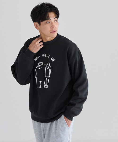 coca(coca)(コカ)の「裏起毛ベアイラストプリントトレーナー(スウェット・メンズ・ライトベージュ/ブラック・XL/M/L)」の14枚目の写真