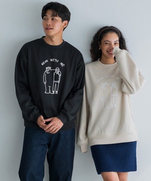 coca(coca)(コカ)の「裏起毛ベアイラストプリントトレーナー(スウェット・メンズ・ライトベージュ/ブラック・XL/M/L)」の6枚目の写真