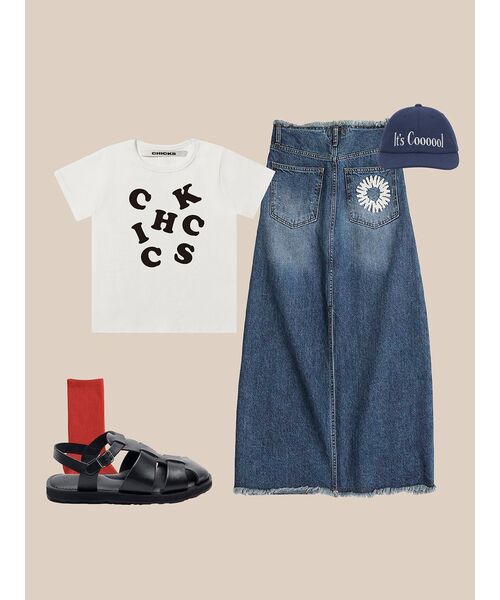 CHICKS(チックス)の「CHICKS WORD ブラック クロップ 半袖Tシャツ 半袖Tシャツ ホワイト(Tシャツ/カットソー・レディース・ホワイト・S(1)/M(2))」の6枚目の写真