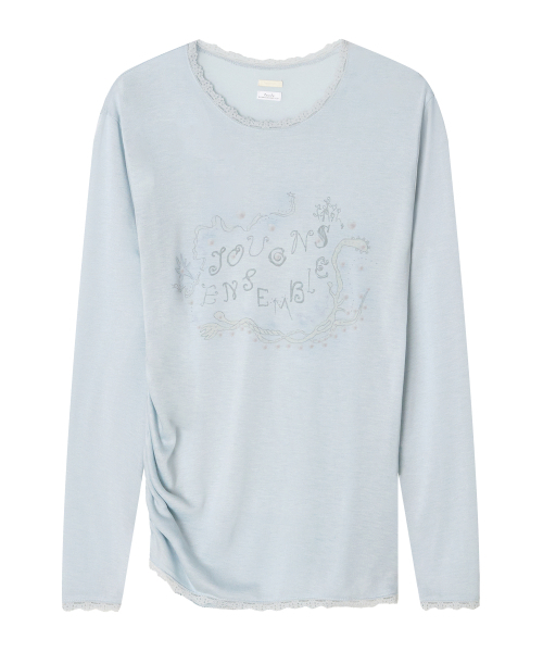 TXT x TSW Side Shirred Lace Top [Blue]（Tシャツ/カットソー