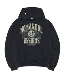 OVERLAY LOGO HOODED ZIP-UP - CHARCOAL（パーカー）｜NOMANUAL