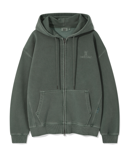 Wacky WiLLy(ワッキーウィリー)の「ピグメントフードジップアップグリーン(パーカー・レディース・その他・SMALL/MEDIUM/LARGE/X-LARGE/X-SMALL)」の1枚目の写真